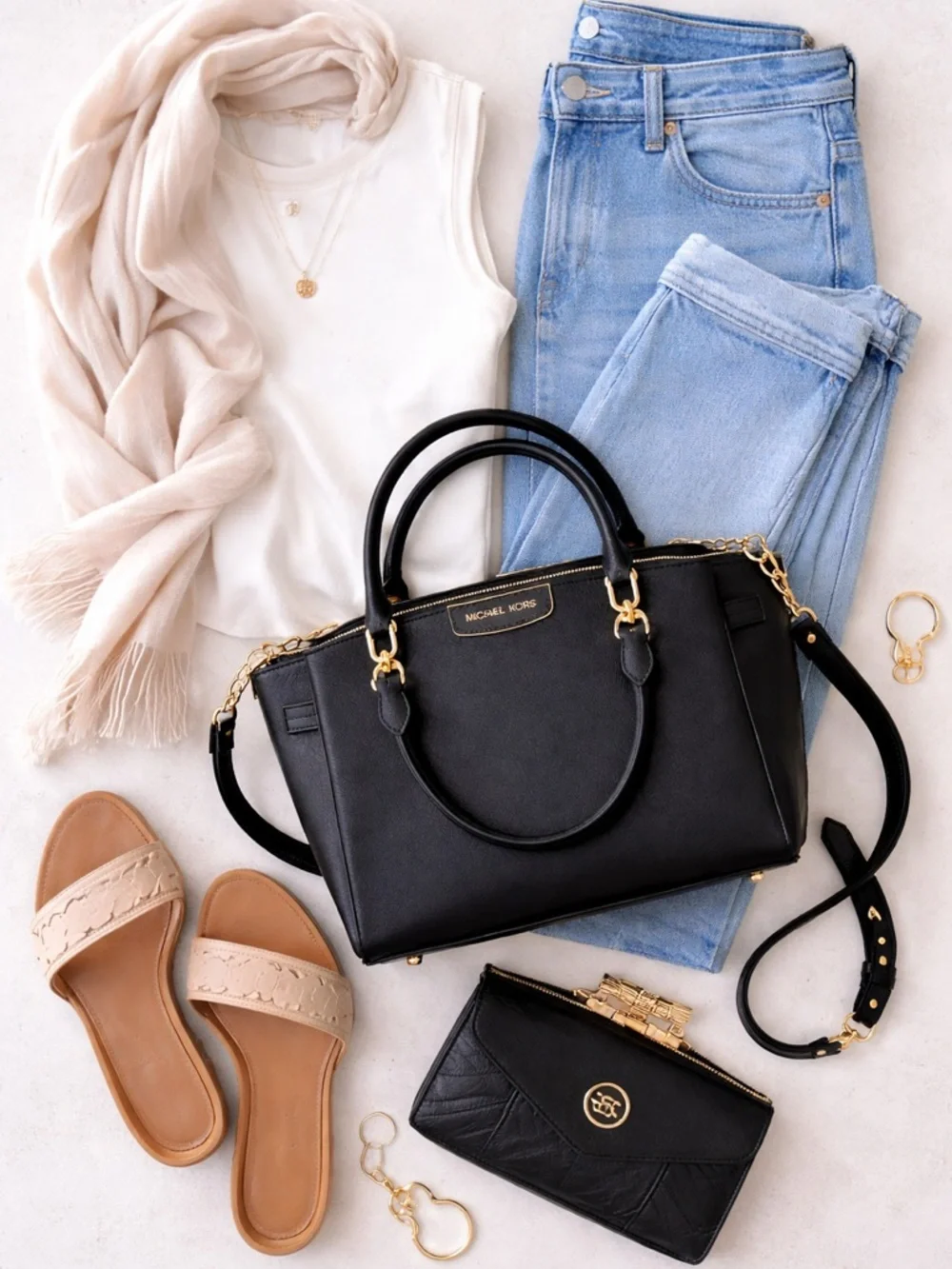 Michael Kors Black Leather Satchel Crossbody Bag QVC Exclusive NWT - Picture 3 of 13